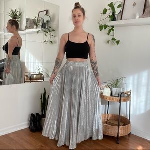 Shimmer metallic pleated maxi skirt